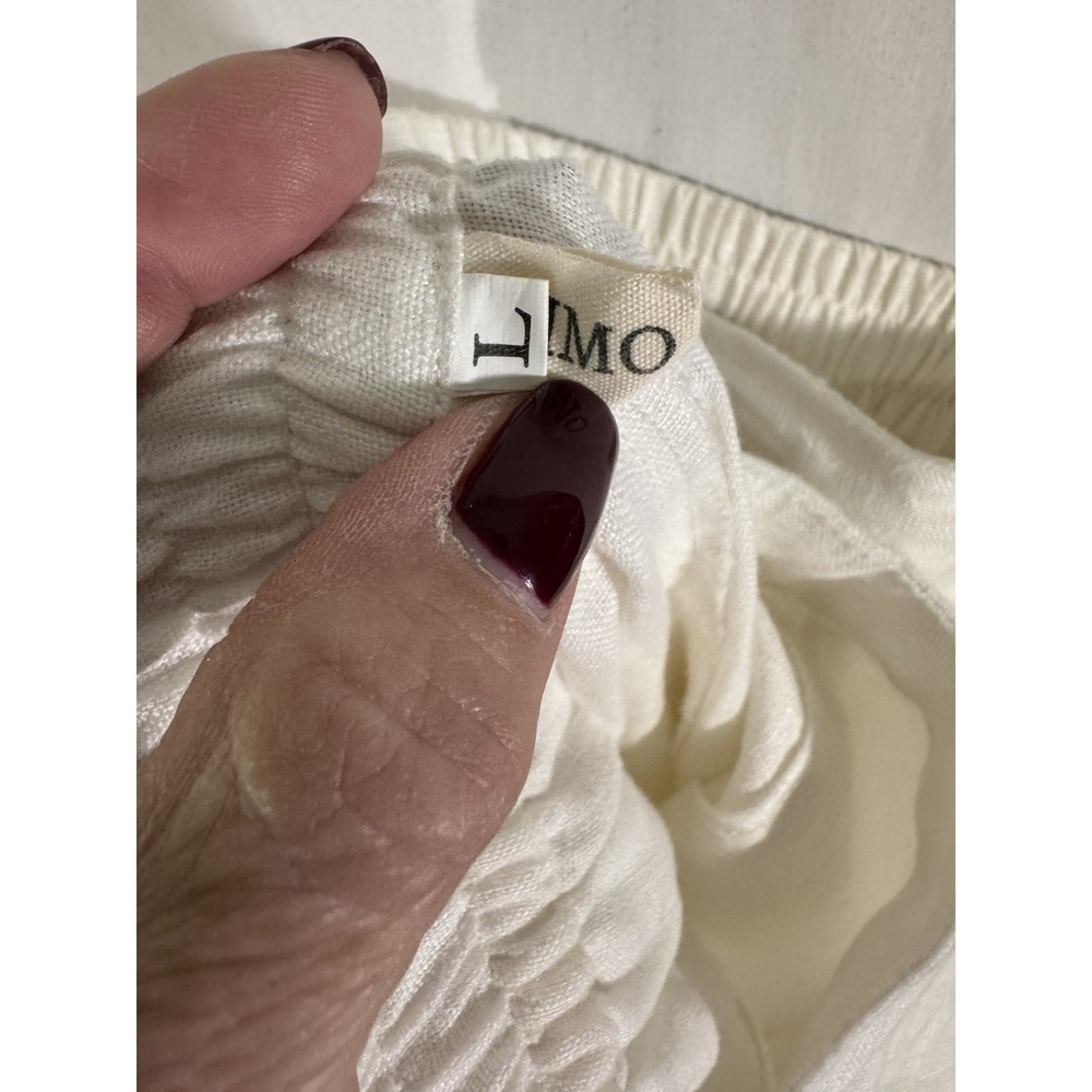 Iximo Women 100% Linen Pull On Pants Size Large Crisp White Drawstring Waist - Picture 8 of 10